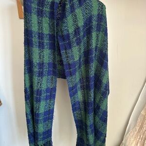 Free People Blue and Green Plaid Scarf